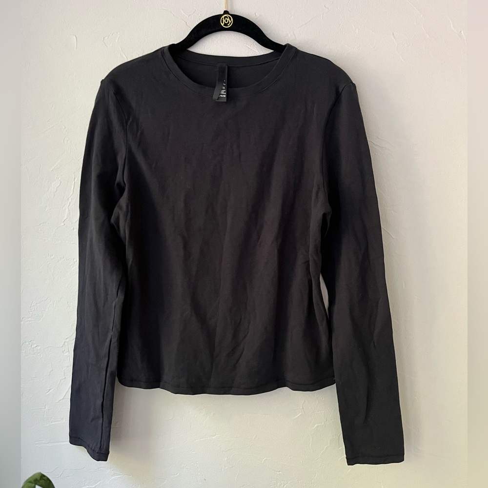 🖤NEW SKIMS COTTON JERSEY LONG SLEEVE T-SHIRT IN SOOT XL